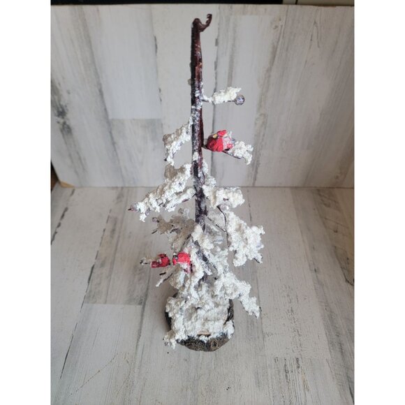 Large red cardinal bird frosted ice tree home decor xmas - Picture 1 of 6